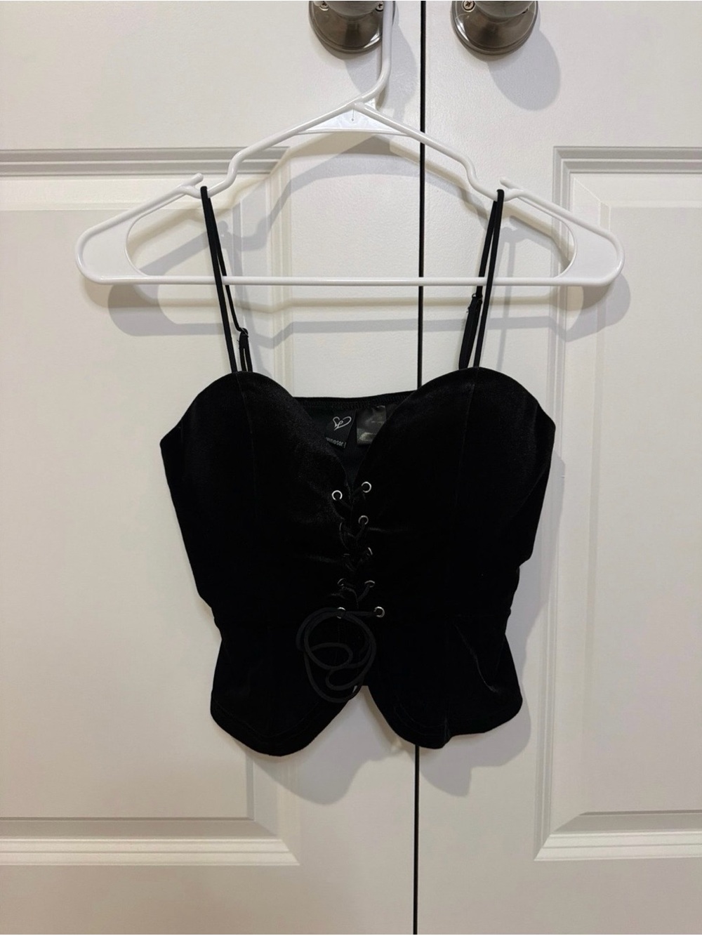 Windsor Black Lace-Up Bustier Crop Top